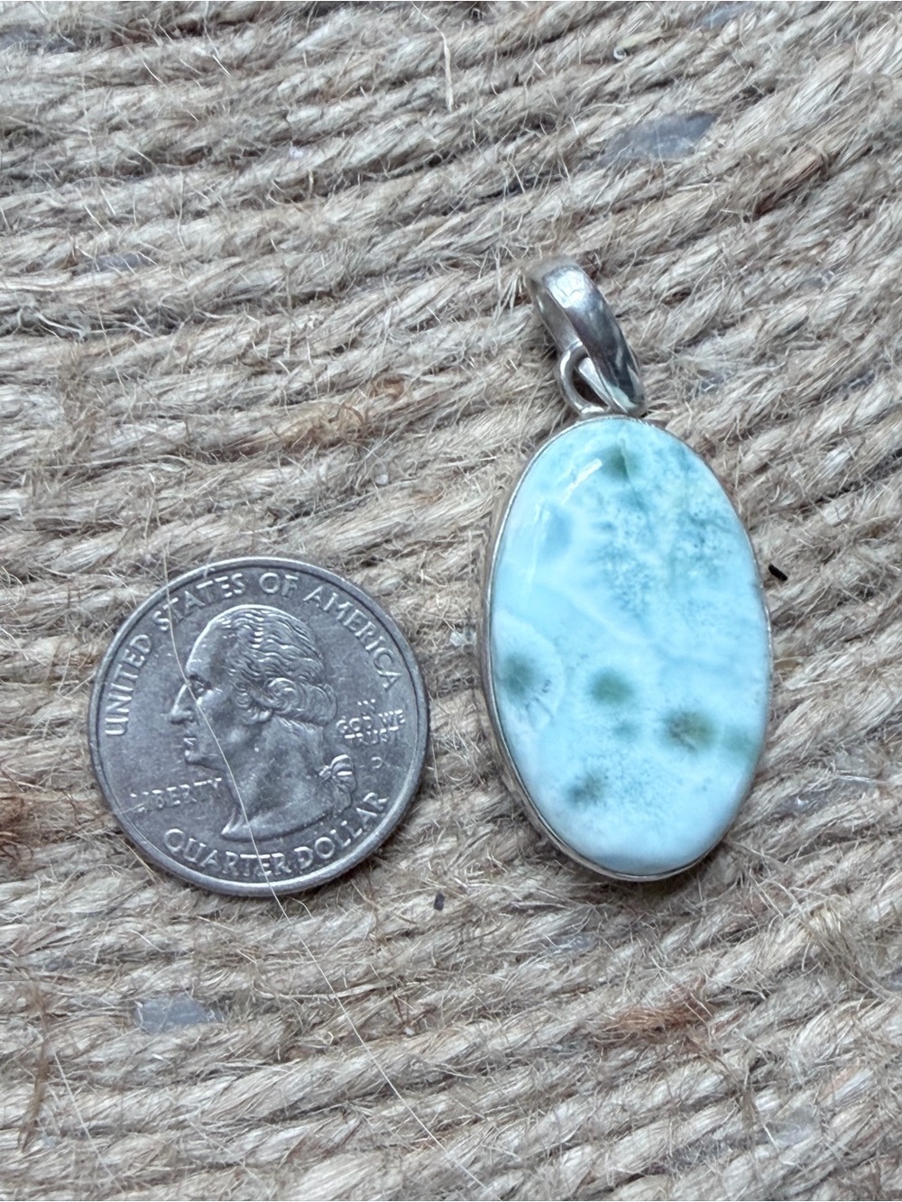 Sterling Silver Larimar Pendant Necklace 925 - Picture 5 of 5